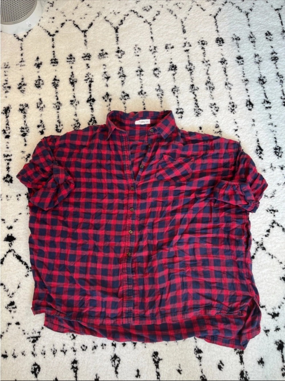 The Vintage Shop Navy & Red Plaid Button-Down Women's Shirt
